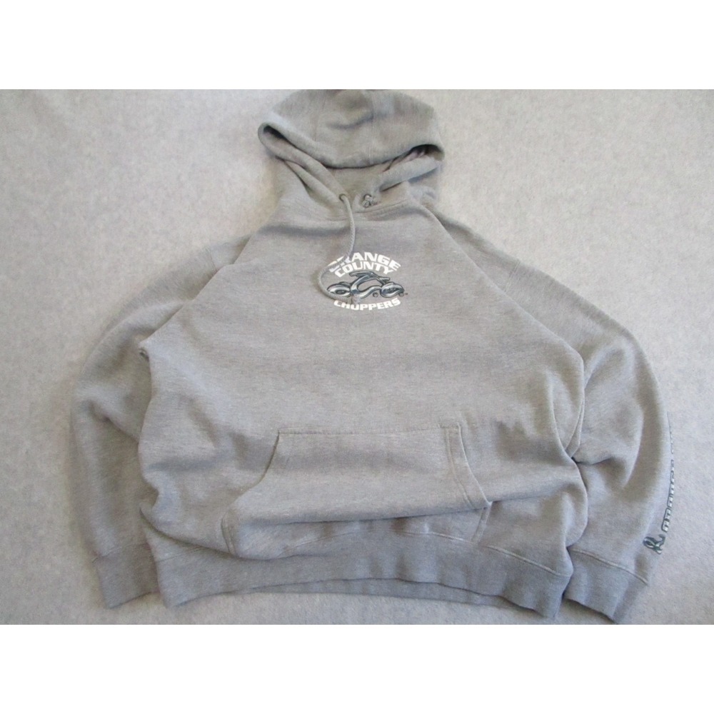 Vintage Y2K Orange County‎ Choppers Hoodie Mens Large Gray Motorcycle Bike OCC